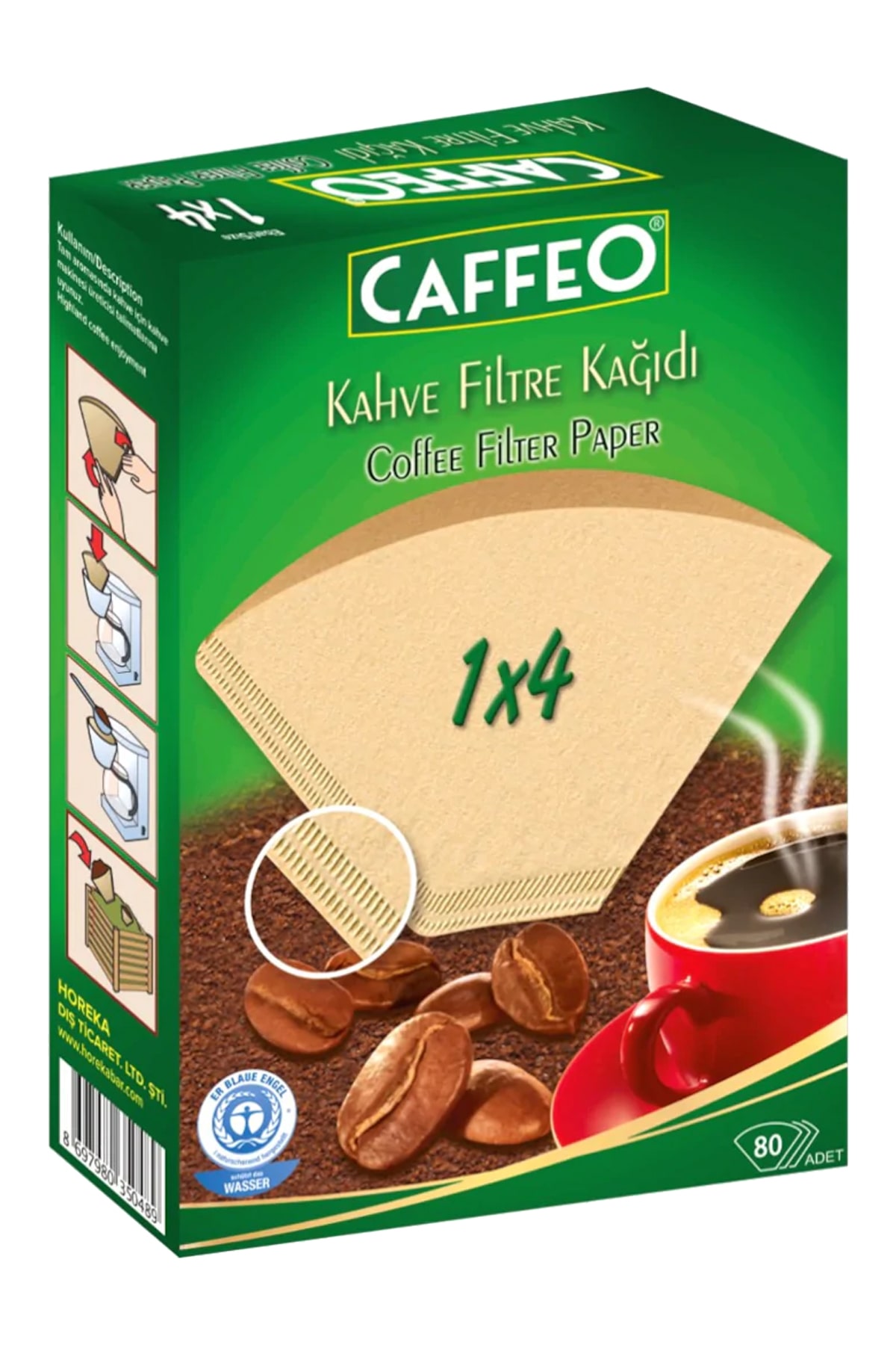 Caffeo Kahve Filtre Kağıdı 1×4 4 Numara 80’li Paket İPEKLİ AVM