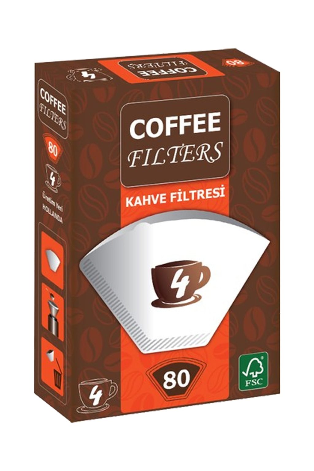 Coffee Filters Beyaz Filtre Kahve Kağıdı 1/4 4 Numara 80’li Paket