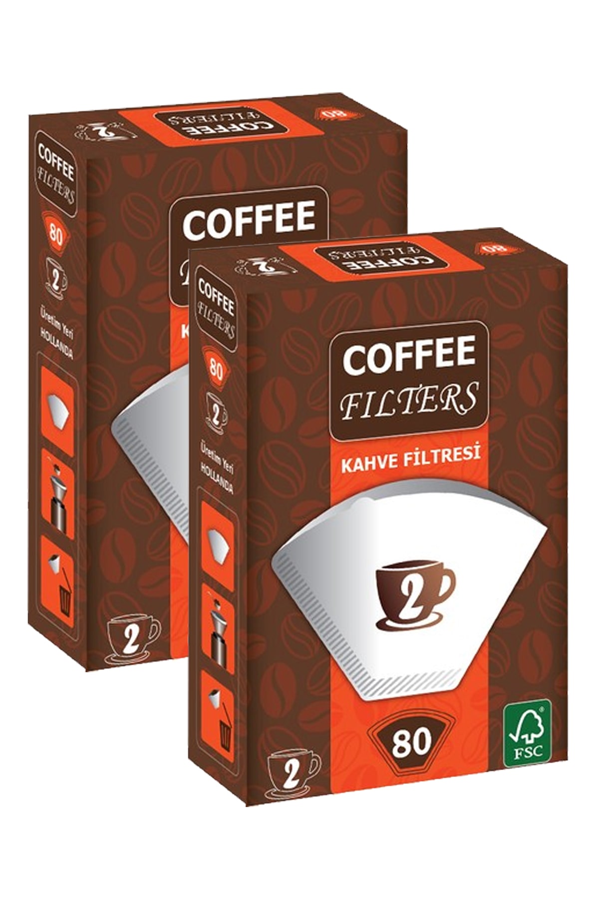 Coffee Filters Beyaz Filtre Kahve Kağıdı 1/2 2 Numara 80’li Paket X 2