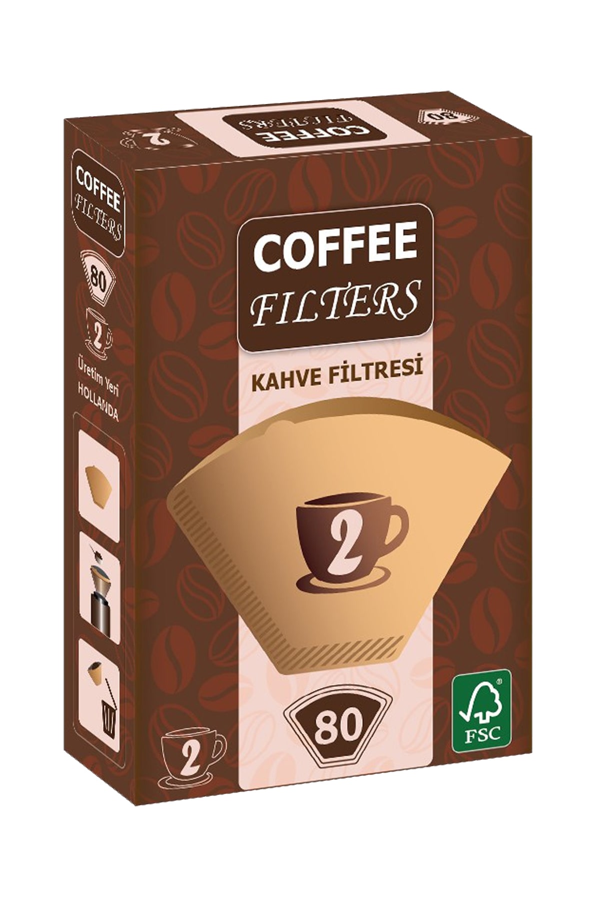 Coffee Filters Kahverengi Filtre Kahve Kağıdı 1/2 2 Numara 80’li Paket