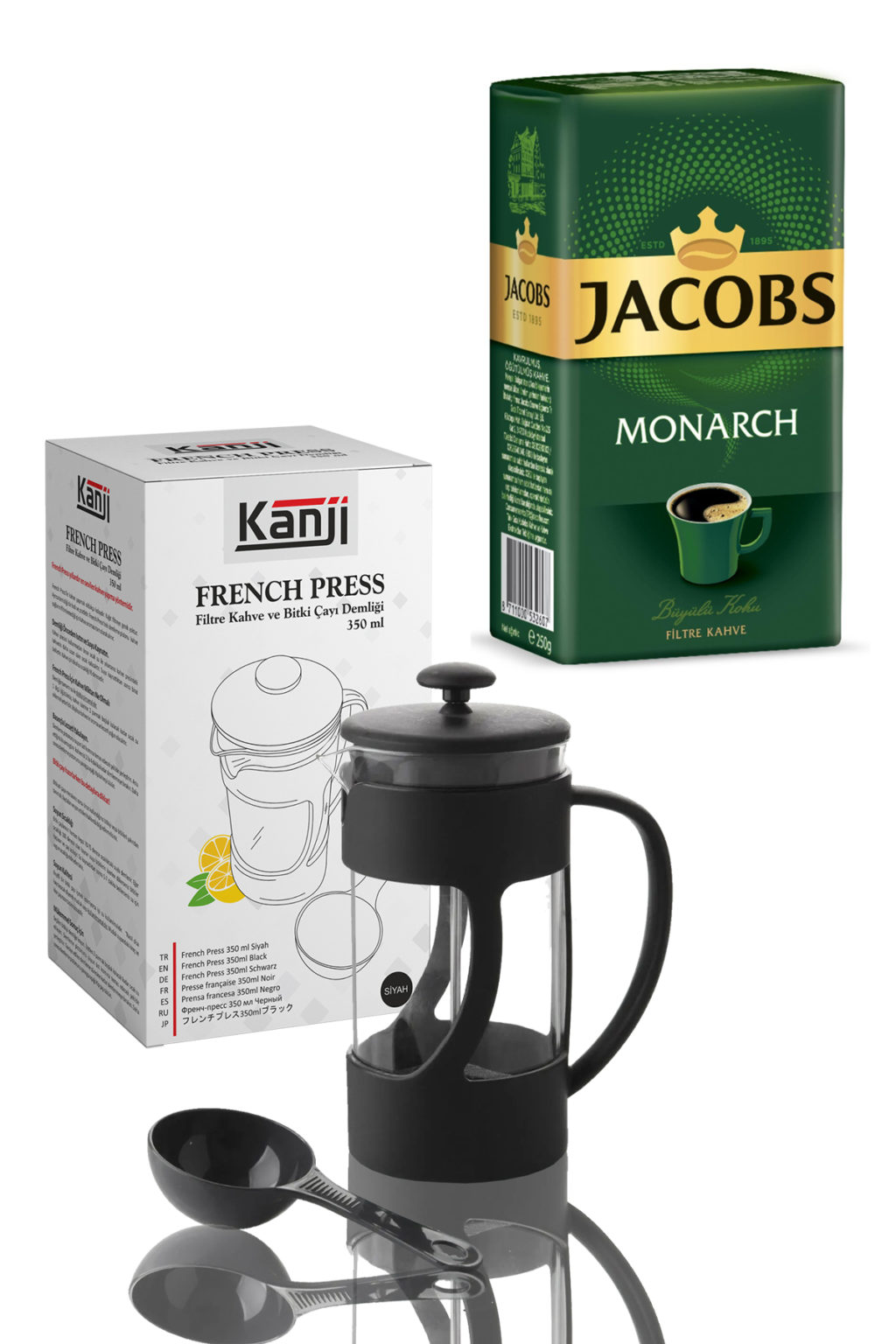 JACOBS Monarch 250 G Filtre Kahve + 350 ML Kanji French Press İPEKLİ AVM